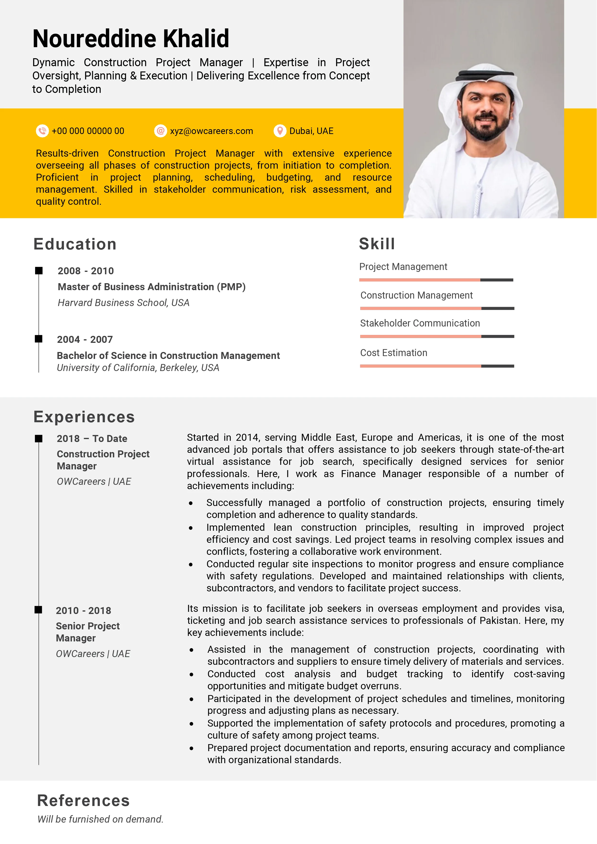 Construction Project Manager CV
